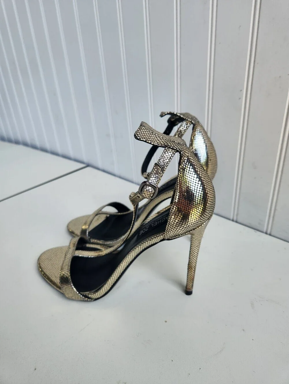 Rachel Zoe Strappy Gold Stilettos heels size 7